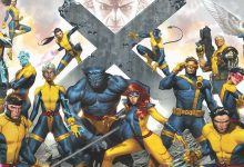 Classic X-Men team with Cyclops, Jean Grey, Wolverine, Storm, and Beast in their original costumes.